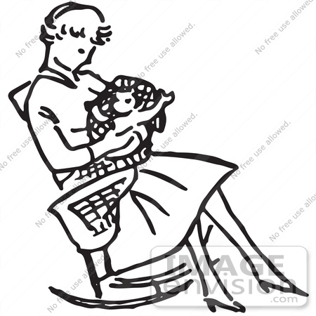 450x450 Clipart Of A Retro Mother With A Baby In A Rocking Chair In Black