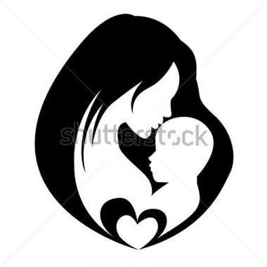 380x380 Mother And Baby Clipart Black And White