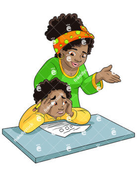 277x357 Boy Scowling As His Mother Convinces Him To Do Homework Clipart