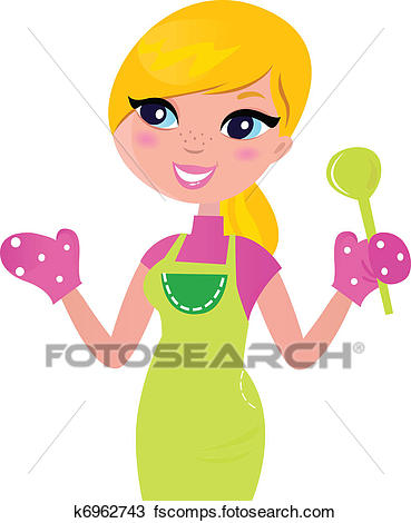 369x470 Clipart Of Cooking Mother Preparing Healthy Green Food Isolated