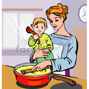 300x300 Son Cooking With Mom Clipart