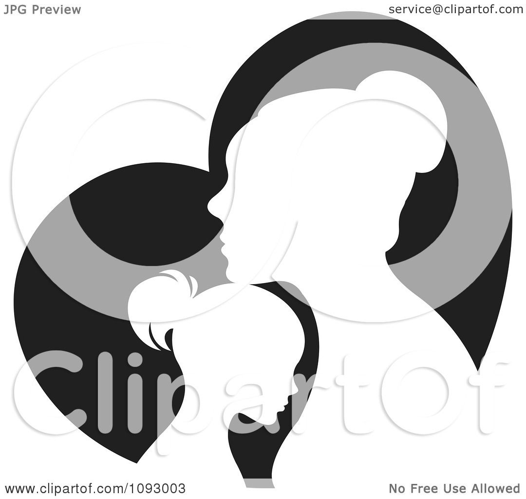1080x1024 Clipart Silhouetted Mother And Daughter Over A Black Heart