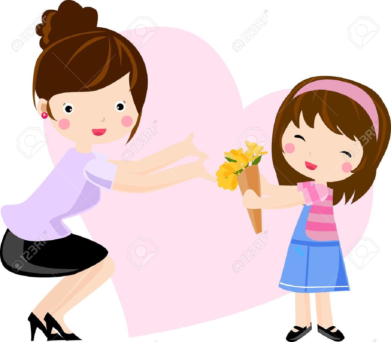 1300x1136 Mother And Daughter Royalty Free Cliparts, Vectors, And Stock