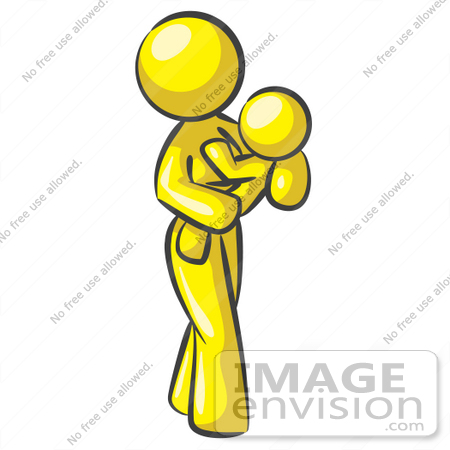 450x450 Clip Art Graphic Of A Yellow Lady Character Mother Holding A Baby