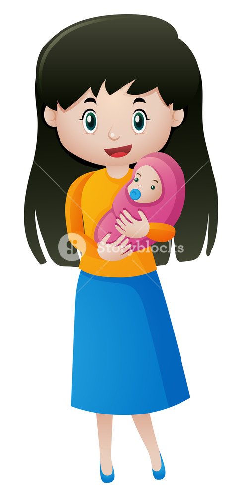 488x1000 Mother Holding Little Baby Illustration Royalty Free Stock Image