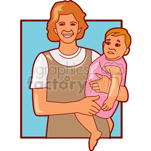 300x300 Royalty Free A Mother Holding Her Baby Girl 157538 Vector Clip Art