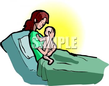350x279 Cartoon Of A Woman In The Hospital Holding Her Newborn