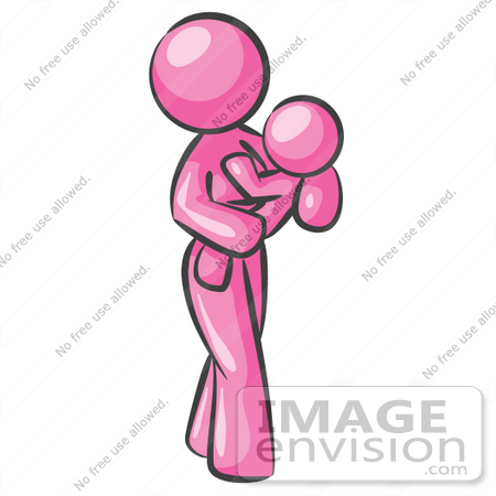 450x450 Clip Art Graphic Of A Pink Lady Character Mother Holding A Baby