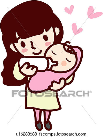 355x470 Clip Art Of Woman, Mother, Job, Baby, Human U15283588