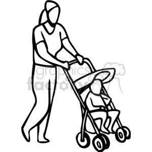 300x300 Royalty Free A Black And White Mother Taking Her Baby For A Walk