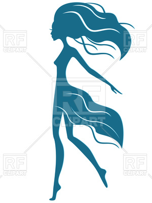 300x400 Girl With Waving Hair In Motion Royalty Free Vector Clip Art Image