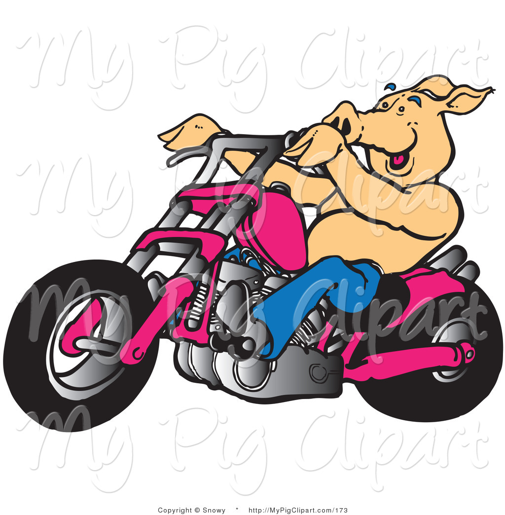 1024x1044 Swine Clipart Of A Biker Pig Riding A Chopper Motorcycle To