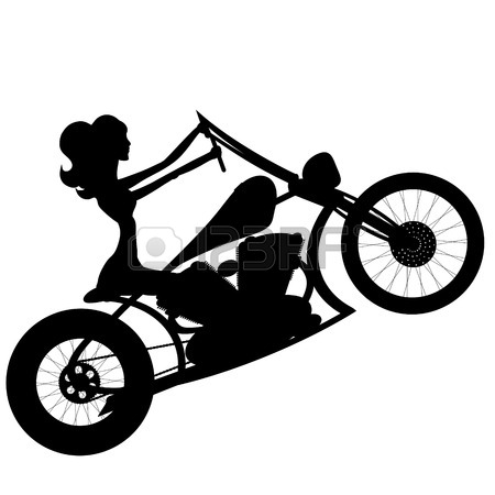 450x450 Vector Silhouette Motorcycle And Woman On White Background Royalty