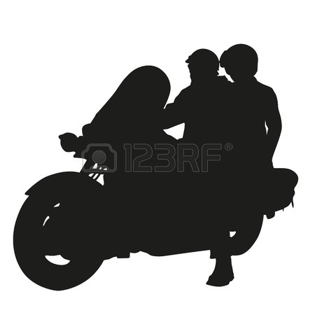 450x450 Scooter Side View, Isolated Vector Silhouette, Motorcycle Rider