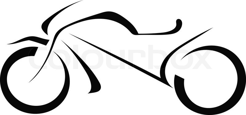 800x375 Silhouette Of A Motorcycle On A White Background Stock Vector
