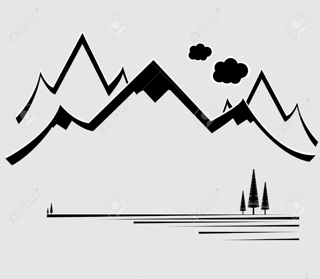 1300x1135 Mountain Outline Vector