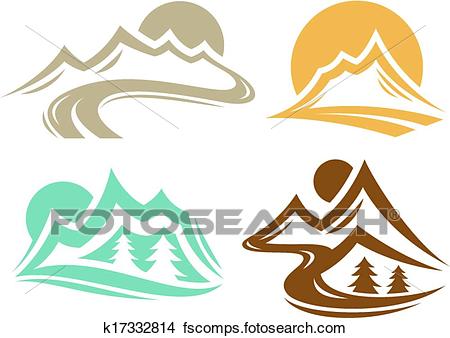 450x338 Clipart Of Mountain Range Symbols K17332814