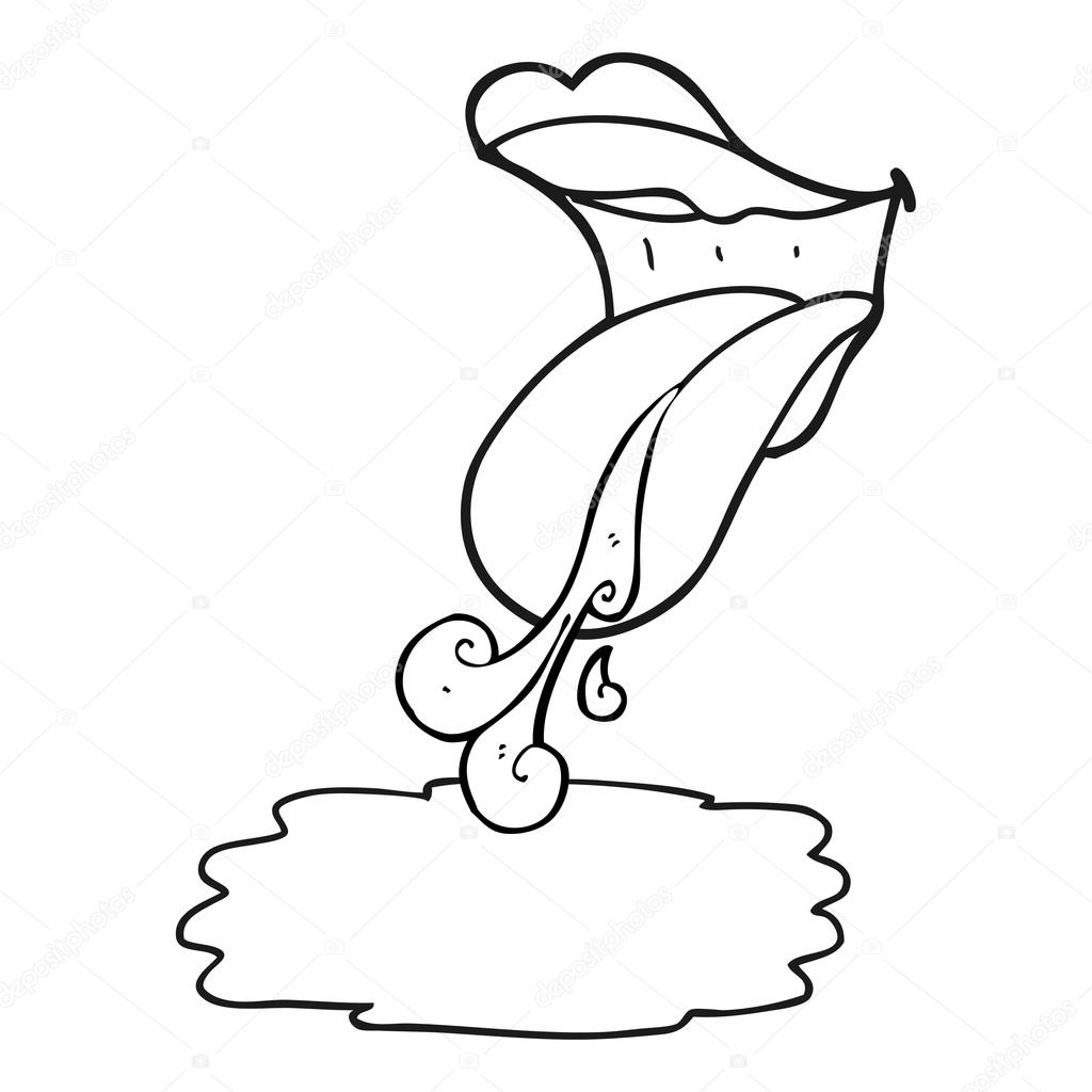 1024x1024 Black And White Cartoon Mouth Drooling Stock Vector