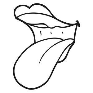 300x300 Freehand Drawn Black And White Cartoon Mouth Drooling Royalty Free
