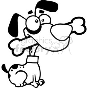 300x300 Royalty Free Black And White Dog With Bone In Mouth 379673 Vector