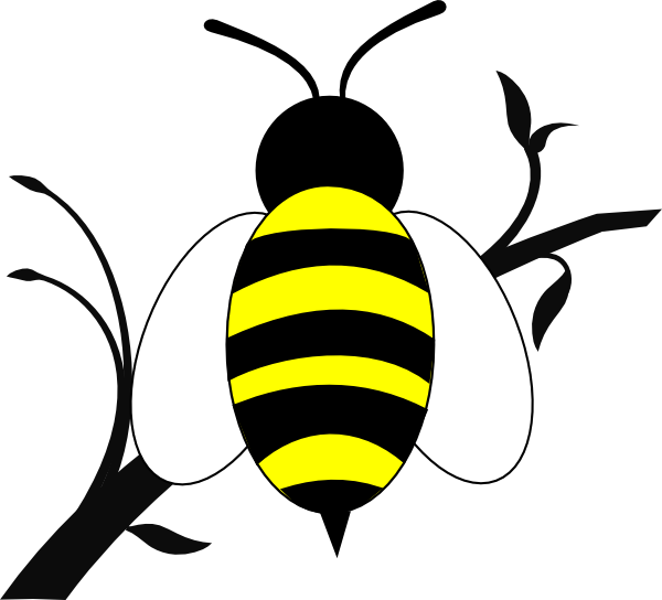 600x544 Honey Bee Over Branch Clip Art