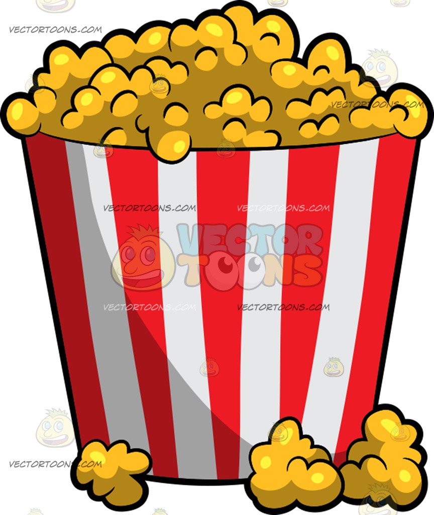 864x1024 A Bucket Of Movie Theater Popcorn Cartoon Clipart
