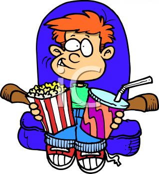 319x350 Royalty Free Clipart Image Boy Enjoying Popcorn While Watching