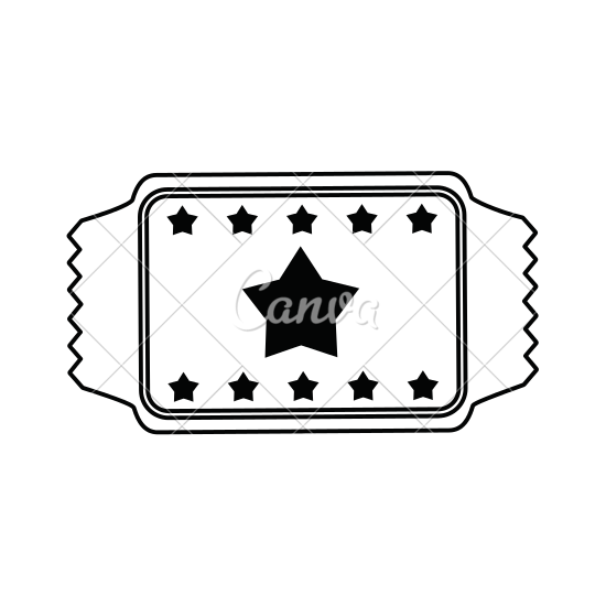 550x550 Movie Ticket Black Line, Vector Illustration