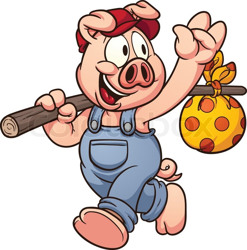 791x800 Cartoon Pig Waving Goodbye Vector Clip Art Illustration