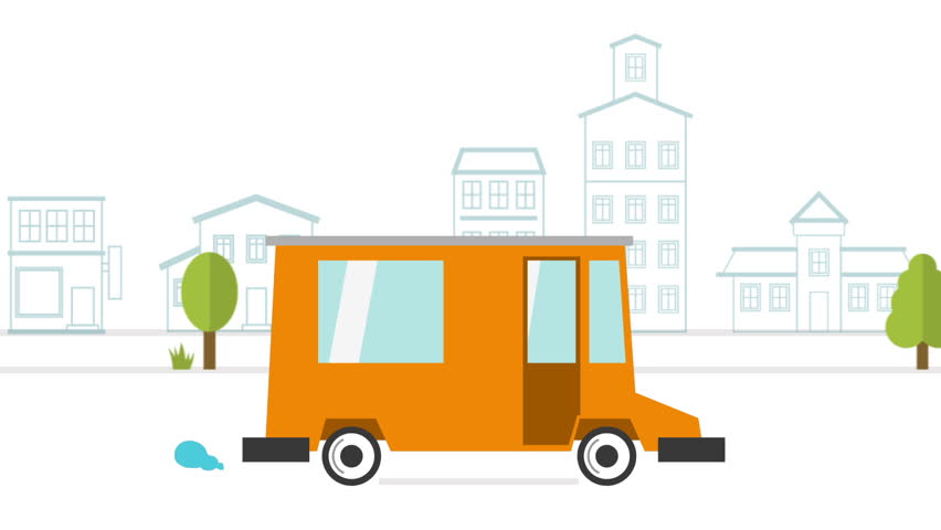 852x480 Delivery Truck Animation Against The Background Of City.2d