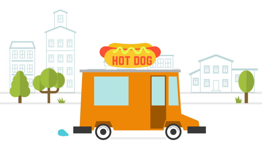 852x480 Delivery Truck Animation Against The Background Of City.2d