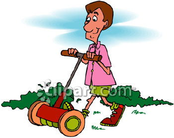 350x279 Man Mowing The Lawn