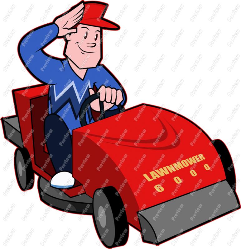 773x800 Man Riding Lawn Mower Character Clip Art