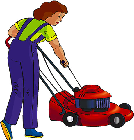 461x484 Woman Clipart Mowing Lawn