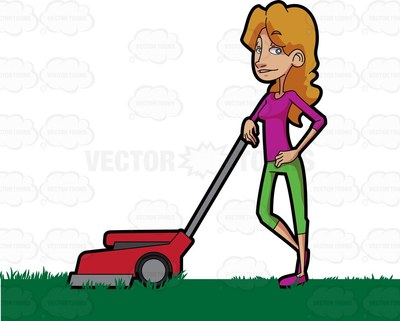 400x321 Women Clipart Mowing Lawn