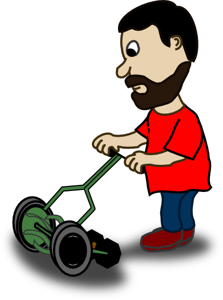 444x597 Man Cutting His Grass Clip Art