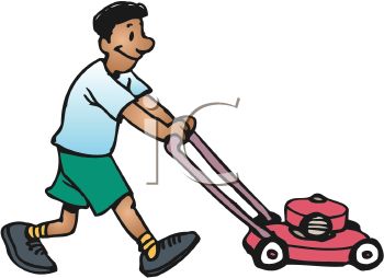 350x254 Boy Clipart Mowing Lawn