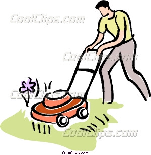 300x307 Man Cutting The Grass Vector Clip Art