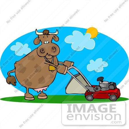 450x450 Cow Mowing A Lawn Clipart