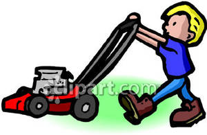 300x195 Boy Mowing The Grass