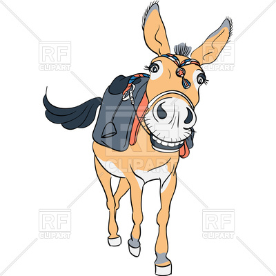 400x400 Funny Donkey Smiling With Saddle Royalty Free Vector Clip Art
