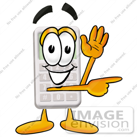 450x450 Clip Art Graphic Of A Calculator Cartoon Character Waving