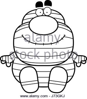 300x341 A Cartoon Illustration Of A Mummy Sitting Stock Vector Art