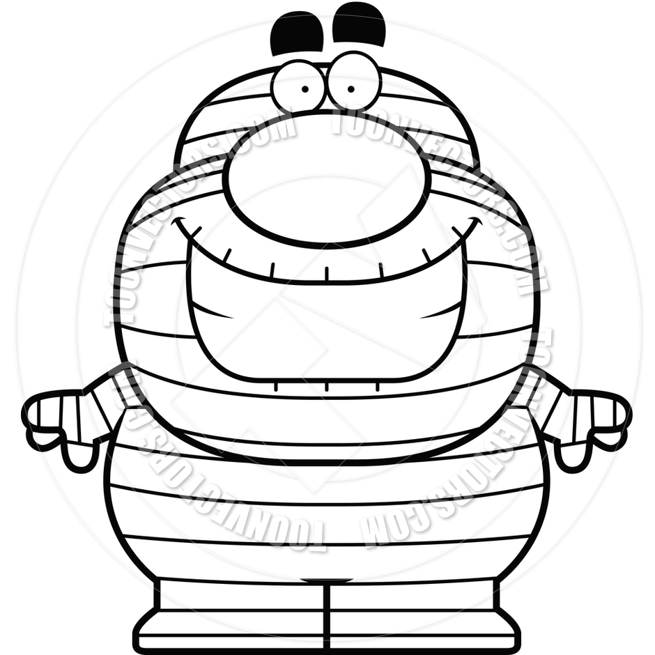 940x940 Smiling Cartoon Mummy (Black And White Line Art) By Cory Thoman