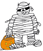 150x178 Mummy Clipart Halloween Coloring Page