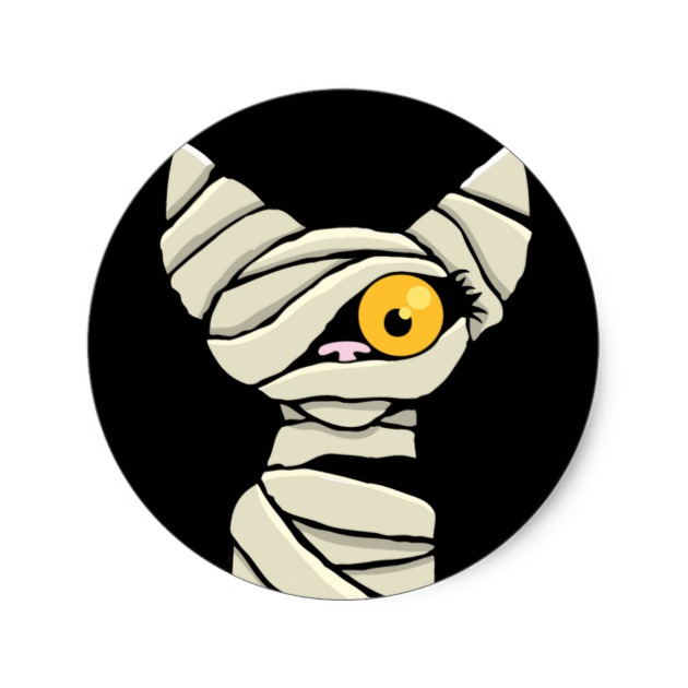 630x630 Cartoon Mummy Cat Halloween Novelty Classic Round Sticker