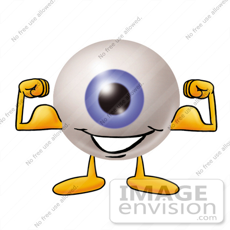 450x450 Clip Art Graphic Of A Blue Eyeball Cartoon Character Flexing His