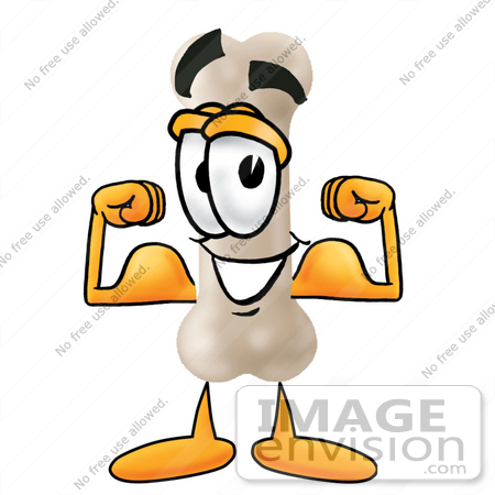 450x450 Clip Art Graphic Of A Bone Cartoon Character Flexing His Arm