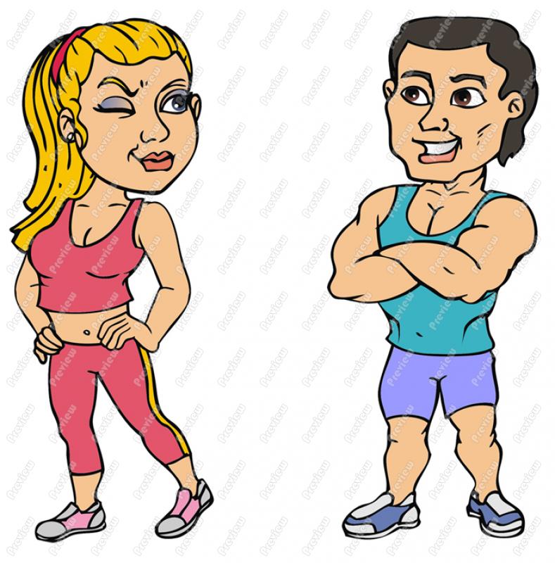 789x800 Girl Winking At Muscle Guy Clip Art