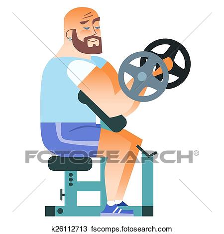 450x470 Clipart Of Man Bald Fitness Muscle Workout Dumbbells K26112713